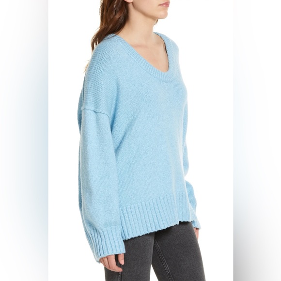 Free People Brookside Knit Sweater Tunic Starlight Blue Oversized - Picture 3 of 10